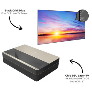 Laser-TV Bundle Chiq B8U + Black Grid CLR Rahmenleinwand (8665011355996)