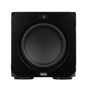Magnat Omega CS 12 Aktiv-Subwoofer in Seidenmatt Schwarz, Frontansicht