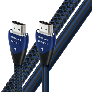 AudioQuest Vodka 48 HDMI-Kabel – Steckerpaar mit blauem Geflechtmantel