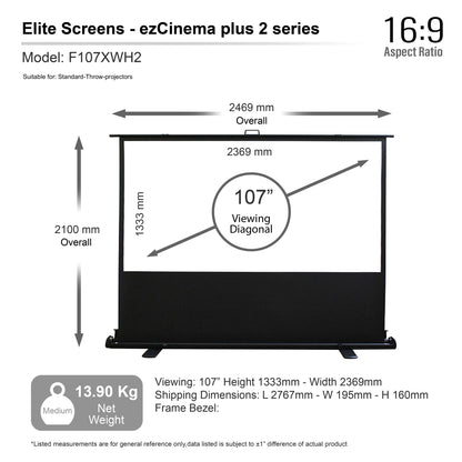 Elite Screens - EZ Cinema Plus 2 - Mobile case screen (95 inches / 107 inches) MaxWhite 2