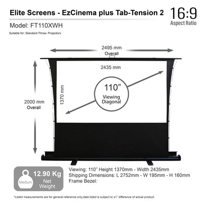 Elite Screens - EZ Cinema Plus 2 - Mobile case screen with MaxWhite 2 Tab-Tension (92 inches &amp; 110 inches)