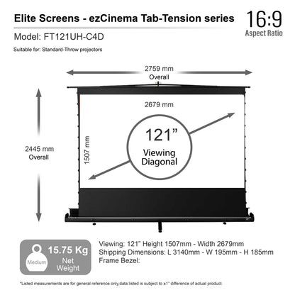 Elite Screens - EZ CINEMA TAB-TENSION PLUS - TELESCOPE SYSTEM (CineGrey 4D) - 113 inches &amp; 121 inches
