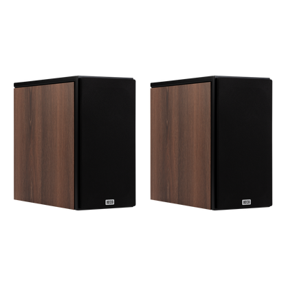 Heco-Aurora XT300-Hero-Pair-walnut-Grill-On