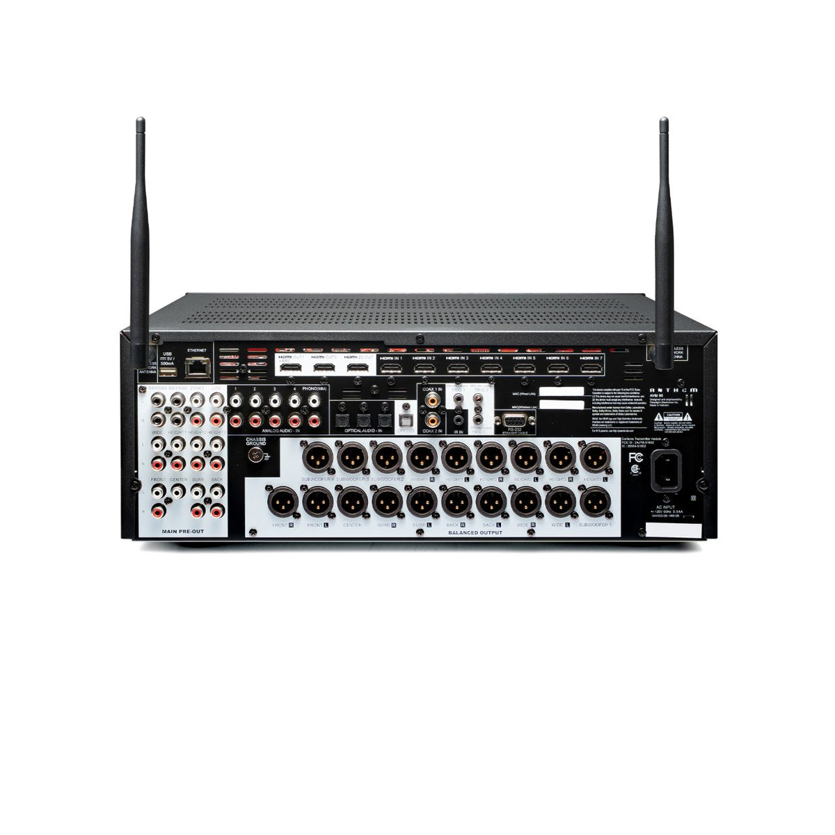 Anthem AVM 90 8K 15.4-Kanal AV-Vorstufe – Rückseite mit Antennen