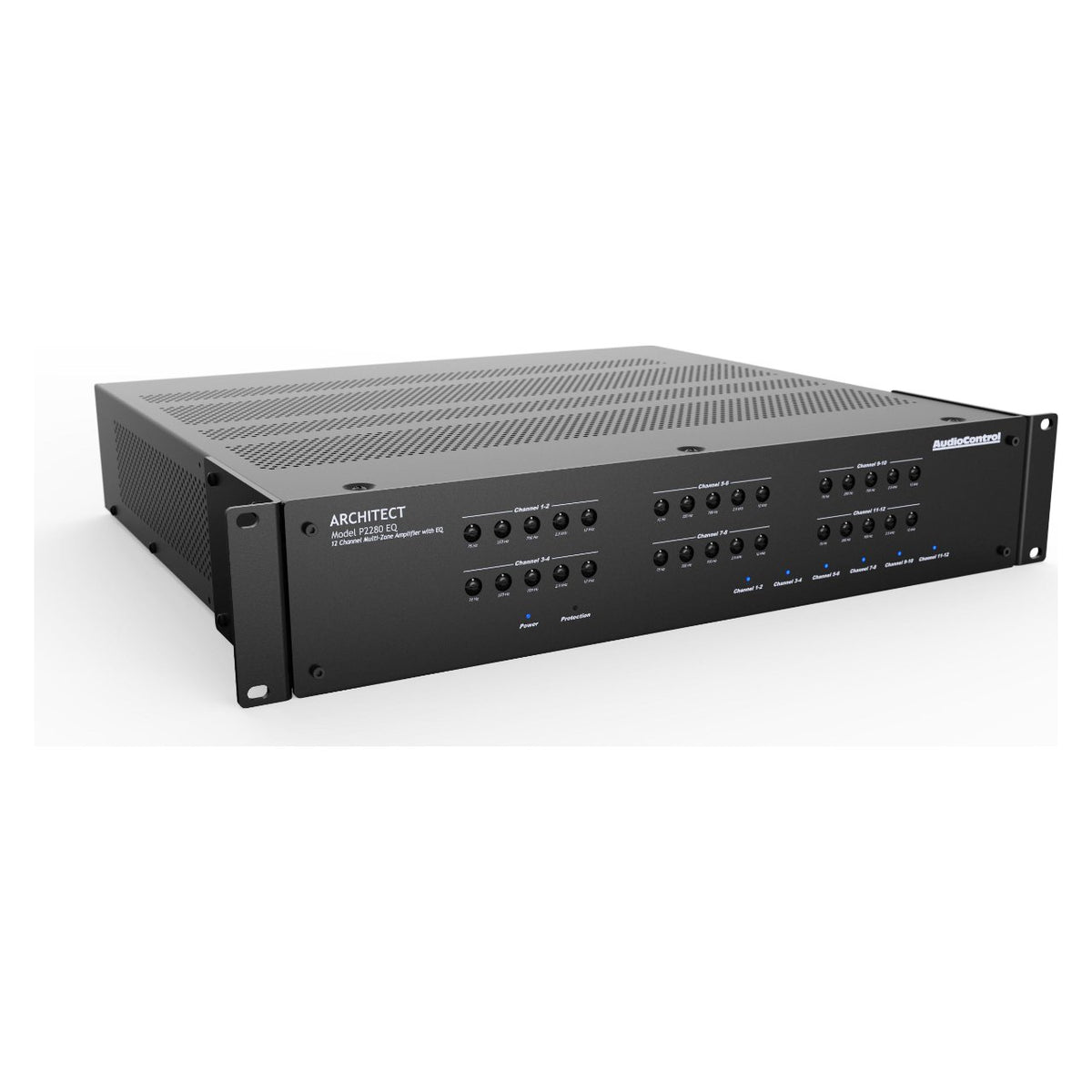 AudioControl Architect P2280 EQ 12-Kanal-Endstufe mit EQ – Front schräg