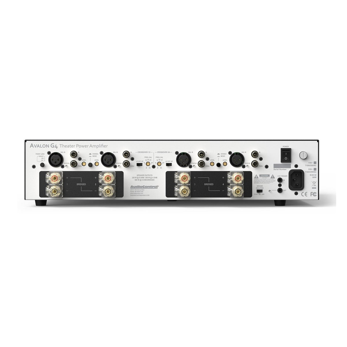 AudioControl Avalon G4 4-Kanal-Endstufe – Rückseite mit Anschlüssen