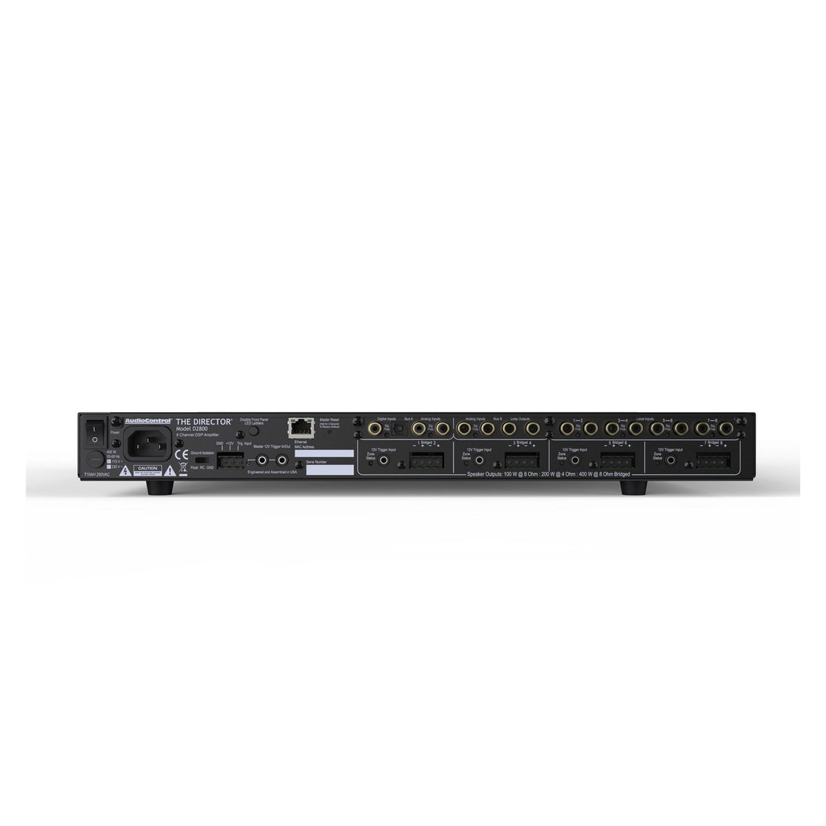 AudioControl Director D2800 8-Kanal-Endstufe mit DSP – Rückseite mit Anschlüssen