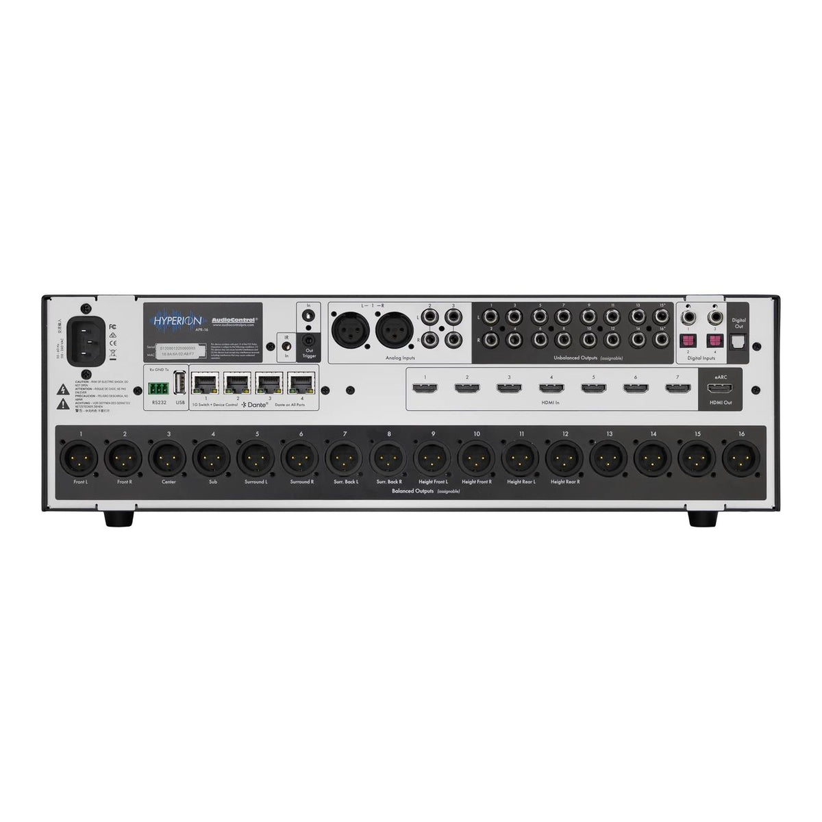 AudioControl Hyperion APR-16 AV-Vorverstärker – Rückseite mit Anschlüssen