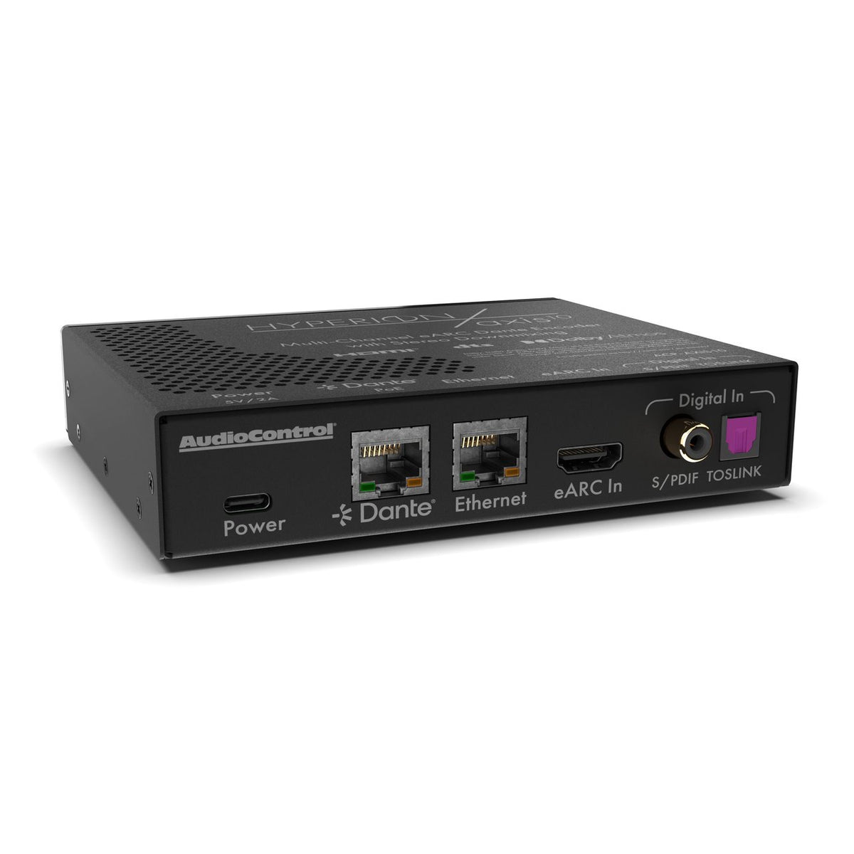 AudioControl Hyperion AXIS-10 eARC-zu-Dante-Prozessor 10 Kanäle – Rückseite mit Anschlüssen