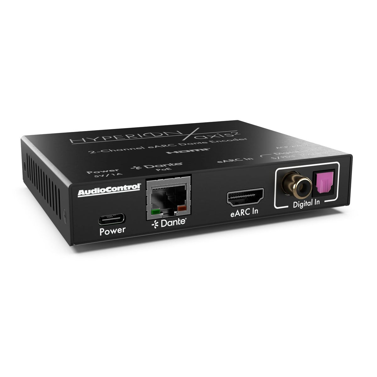 AudioControl Hyperion AXIS-2 eARC-zu-Dante-Encoder – Rückseite mit Anschlüssen