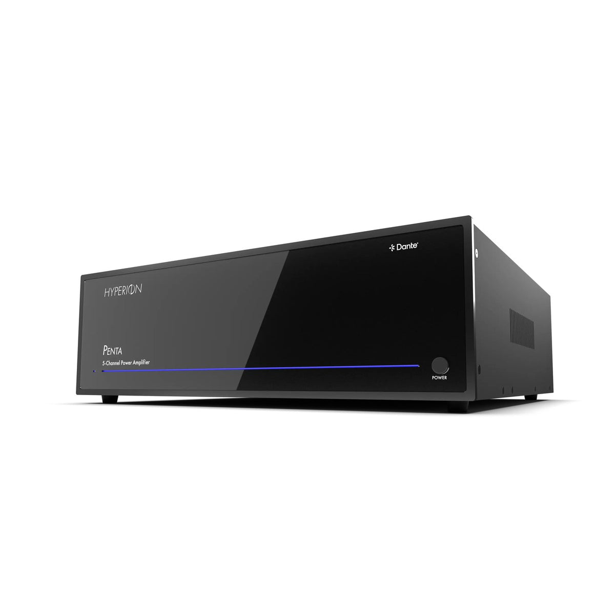 AudioControl Hyperion Penta 5-Kanal-Endstufe mit Dante – Front schräg rechts