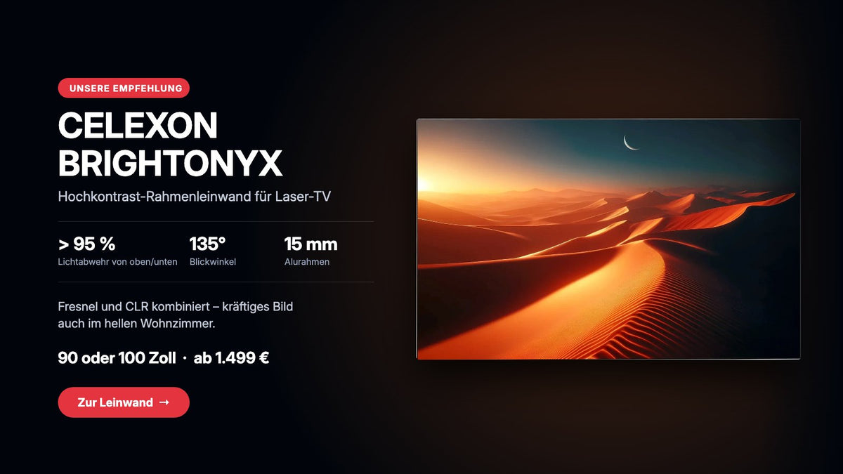 celexon BrightOnyx Hochkontrast-Rahmenleinwand für Laser-TV
