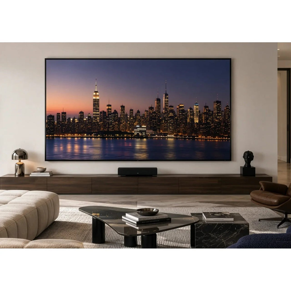 celexon Darkvision ALR Rahmenleinwand – im Wohnraum