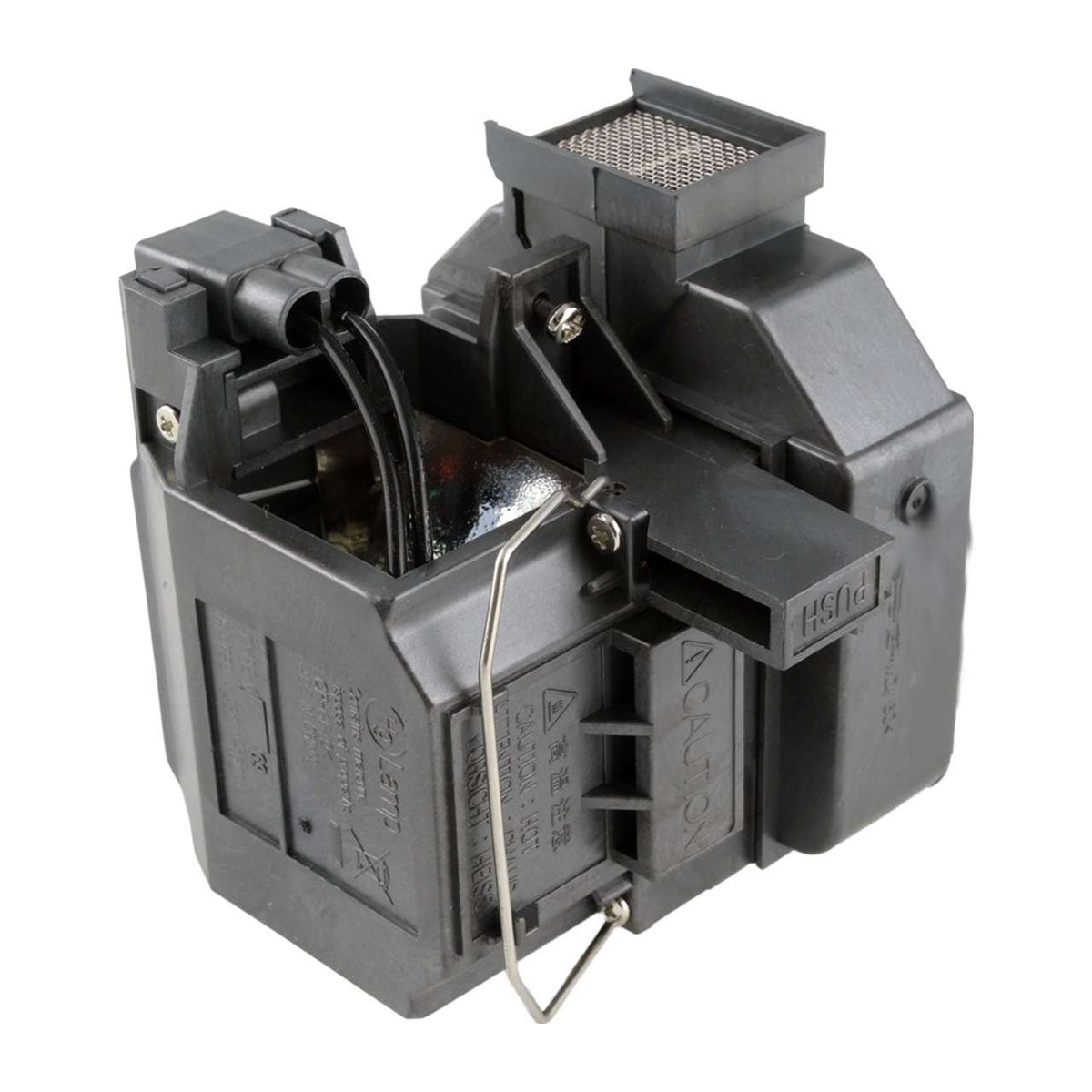 codalux Ersatzlampe für EPSON ELPLP69, V13H010L69 mit Gehäuse – Rückseite mit Steckverbinder und Griff