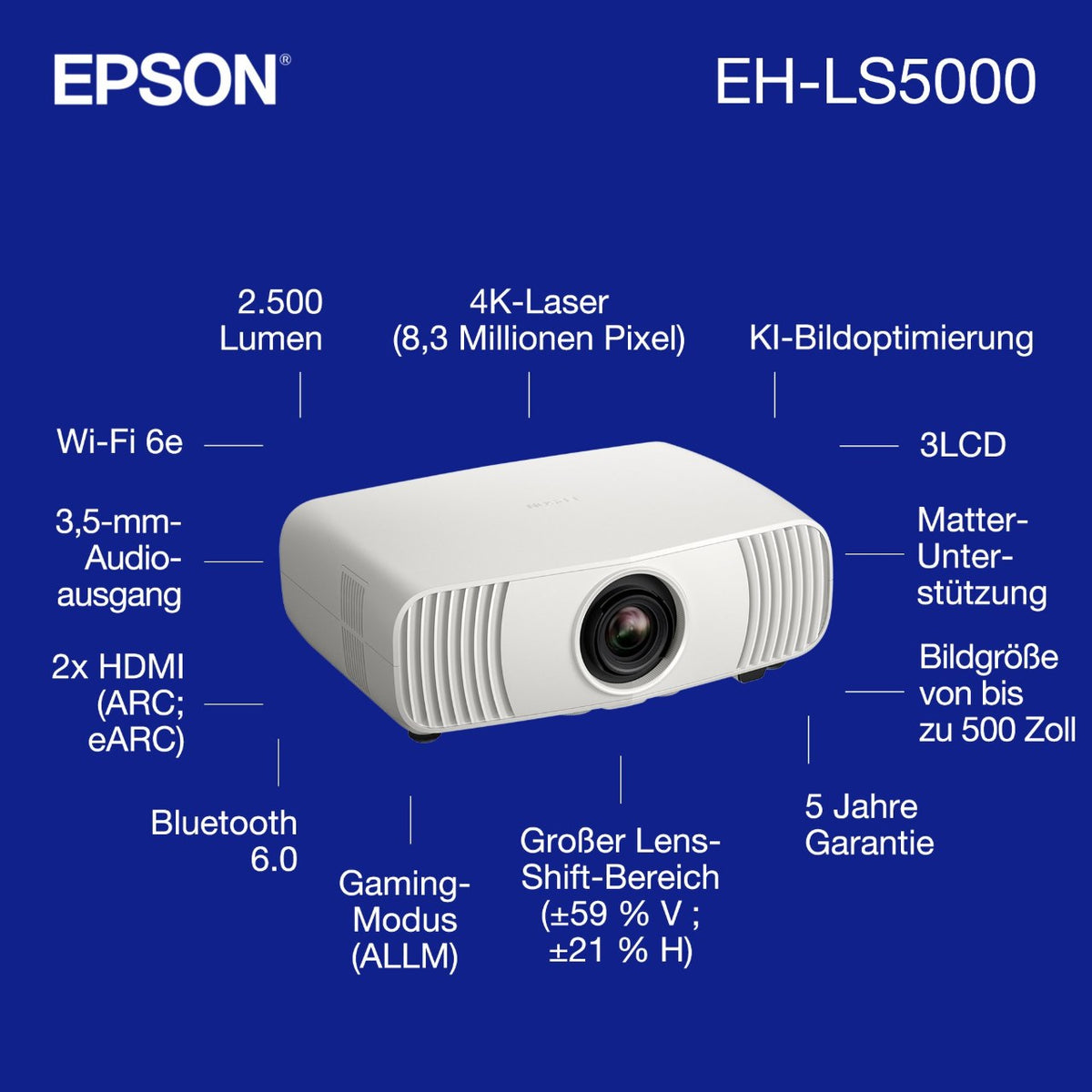 Epson EH-LS5000 4K Laser-Beamer – Ansicht 6