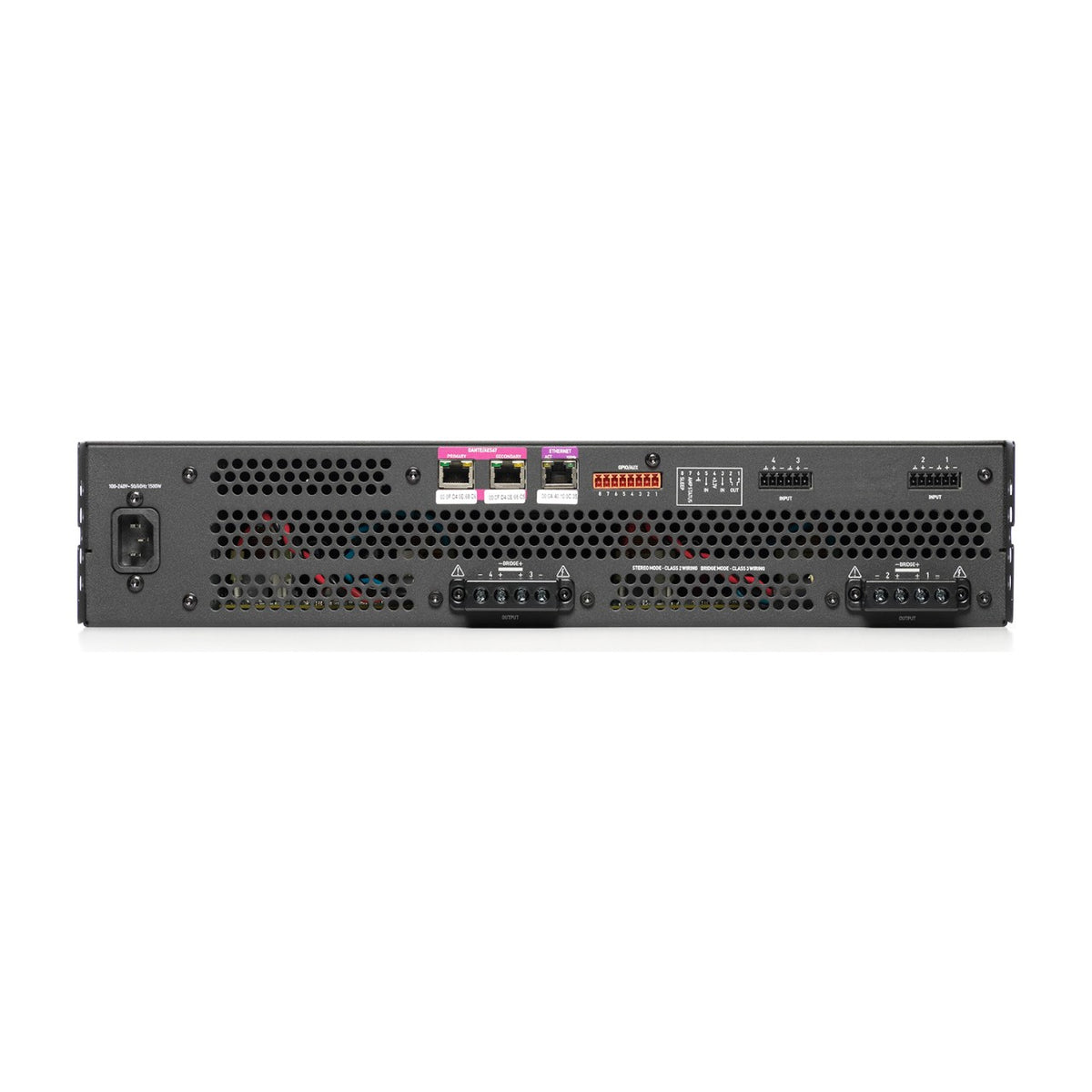 JBL Synthesis MA4-D 4-Kanal-DSP-Endstufe, Rückseite mit Anschlüssen