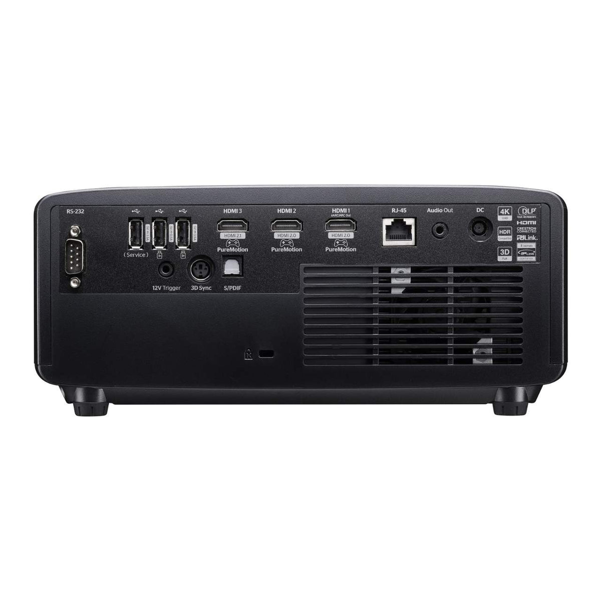 Optoma UHZ58LV 4K UHD Laserprojektor – Rückseite mit Anschlüssen