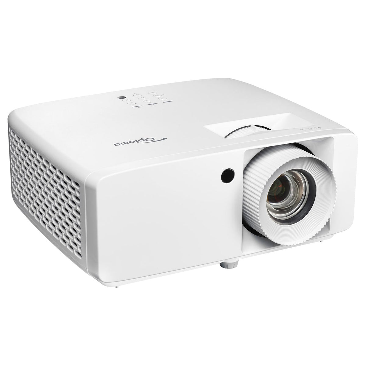 Optoma UHZ67-W 4K-Laser-Beamer in Weiß – Ansicht schräg von vorn