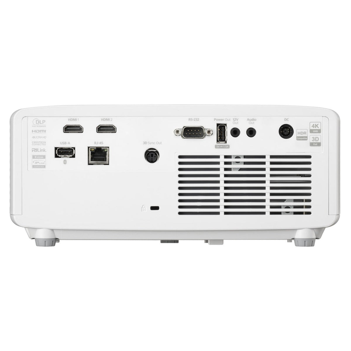 Optoma UHZ67-W 4K-Laser-Beamer in Weiß – Rückseite mit Anschlüssen