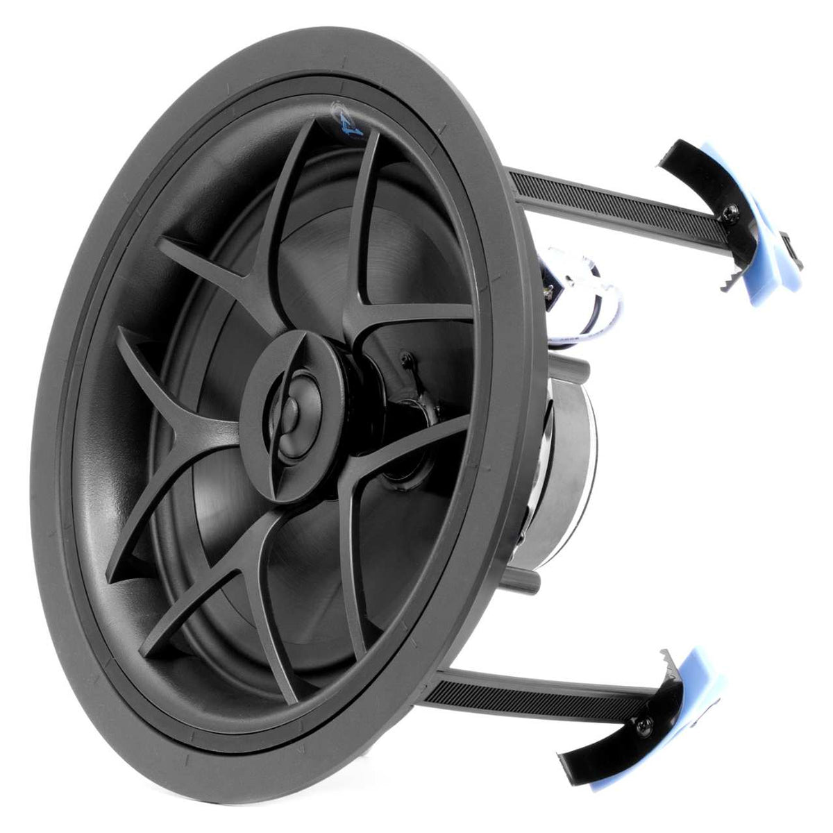 Origin Acoustics D83 In-Ceiling Speaker 8 Zoll – Ansicht schräg mit Klemmhebeln