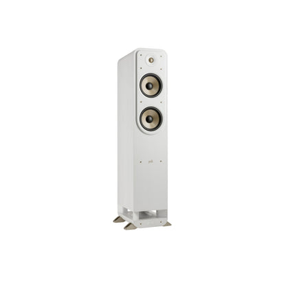 Polk Signature Elite ES55 Standlautsprecher (Paar) in Weiß, schräg von vorn