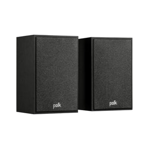 Polk Monitor XT15 Regallautsprecher (Paar) in Schwarz, schräg von vorn mit Abdeckung