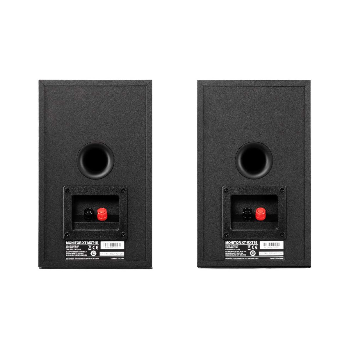 Polk Monitor XT15 Regallautsprecher (Paar), Rückseite mit Bassreflexöffnung und Polklemmen