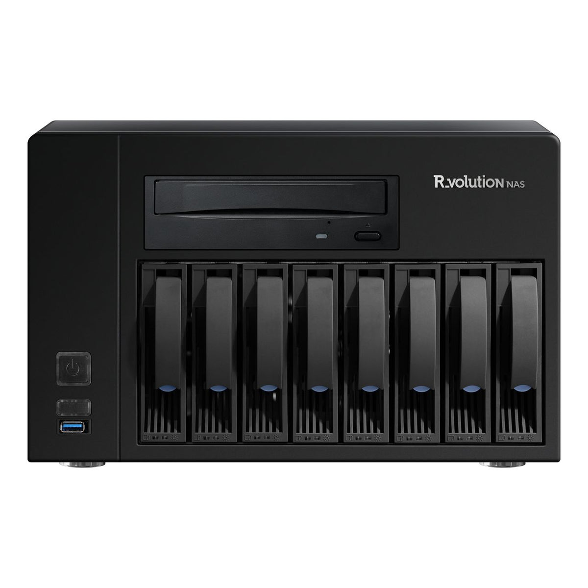 R_volution NAS Ultra – 8-Bay-NAS mit UHD-Laufwerk, Front