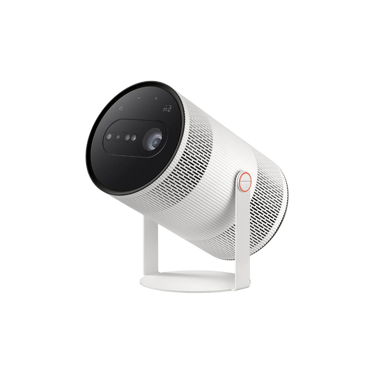 Samsung The Freestyle+ Mini-Beamer (2026) – Schrägansicht im Standfuß