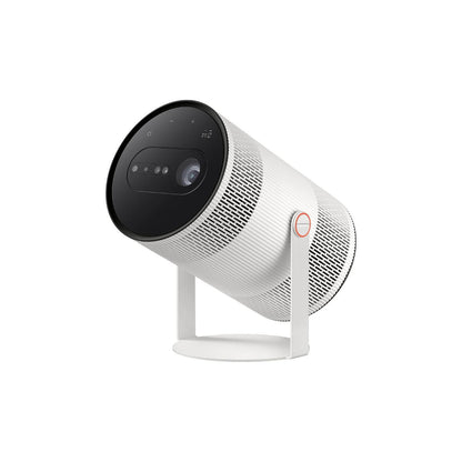 Samsung The Freestyle+ Mini-Beamer (2026) – Schrägansicht im Standfuß