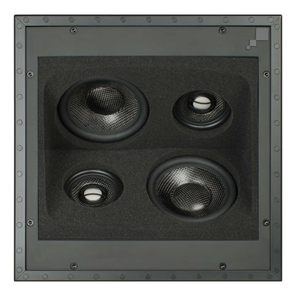 Sonance R1 C SUR Reference Einbaulautsprecher – Front ohne Gitter mit zwei Koax-Einheiten und zwei Tieftönern