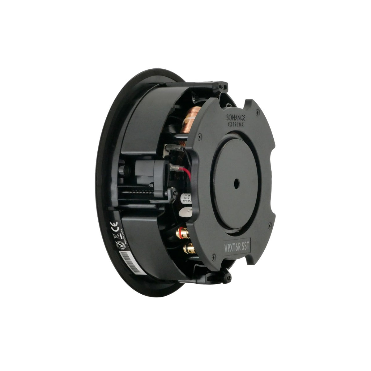 Sonance VP XT 6 R SST – Rückseite mit Typenschild und zwei Anschlussklemmen