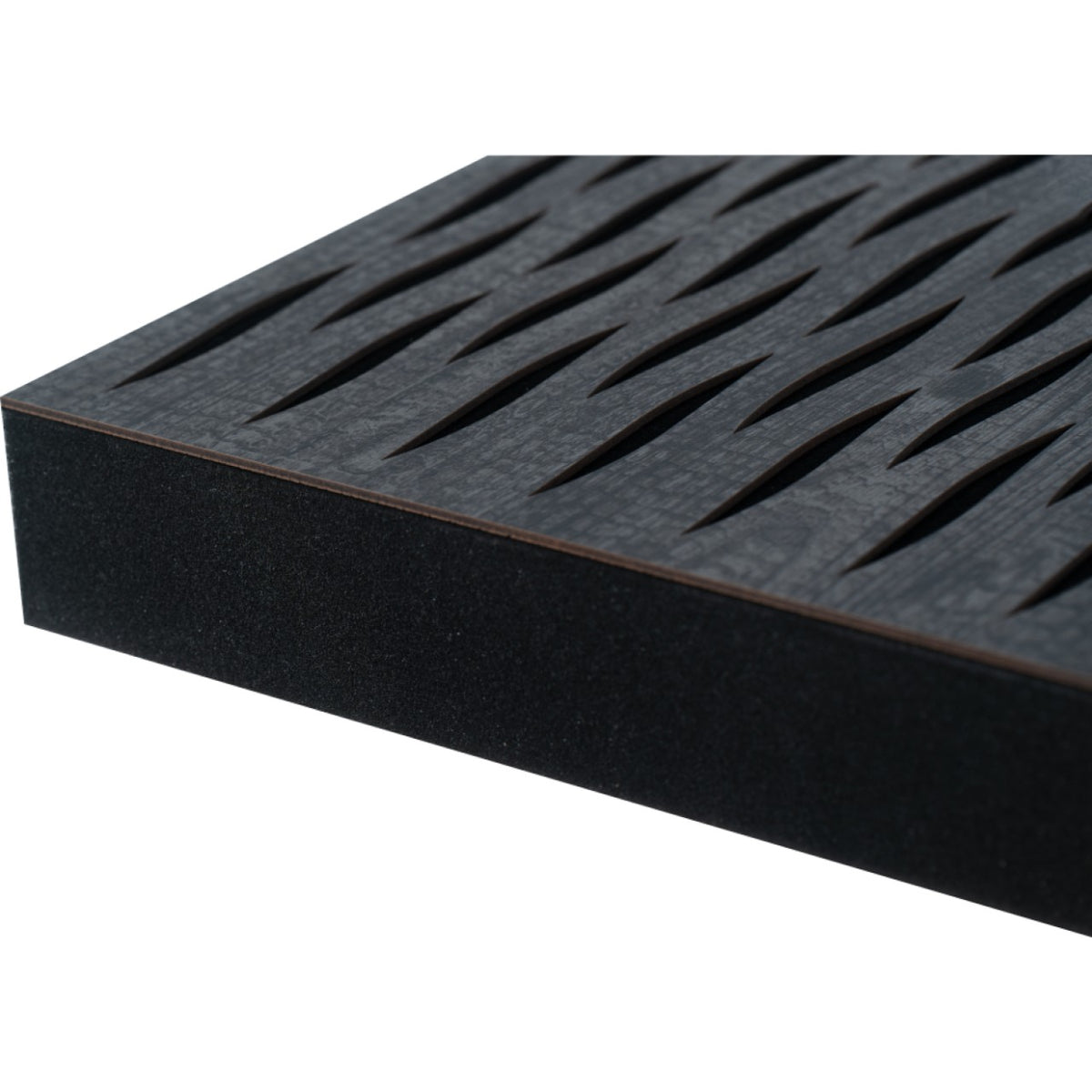 Sonitus Decosorber Eva 8 – Hochwertiger Akustikabsorber (6er-Set) – Holz schwarz, Detailansicht der Kante