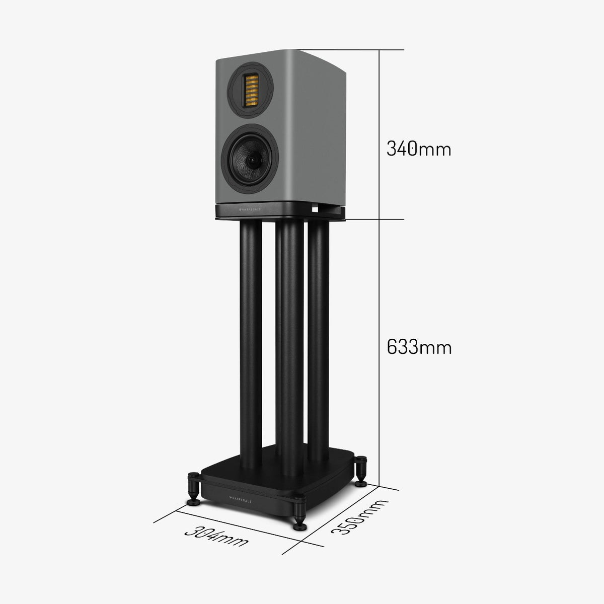 Wharfedale EVO 5.1 Stand Lautsprecherständer (Paar) – Maße mit EVO 5.1