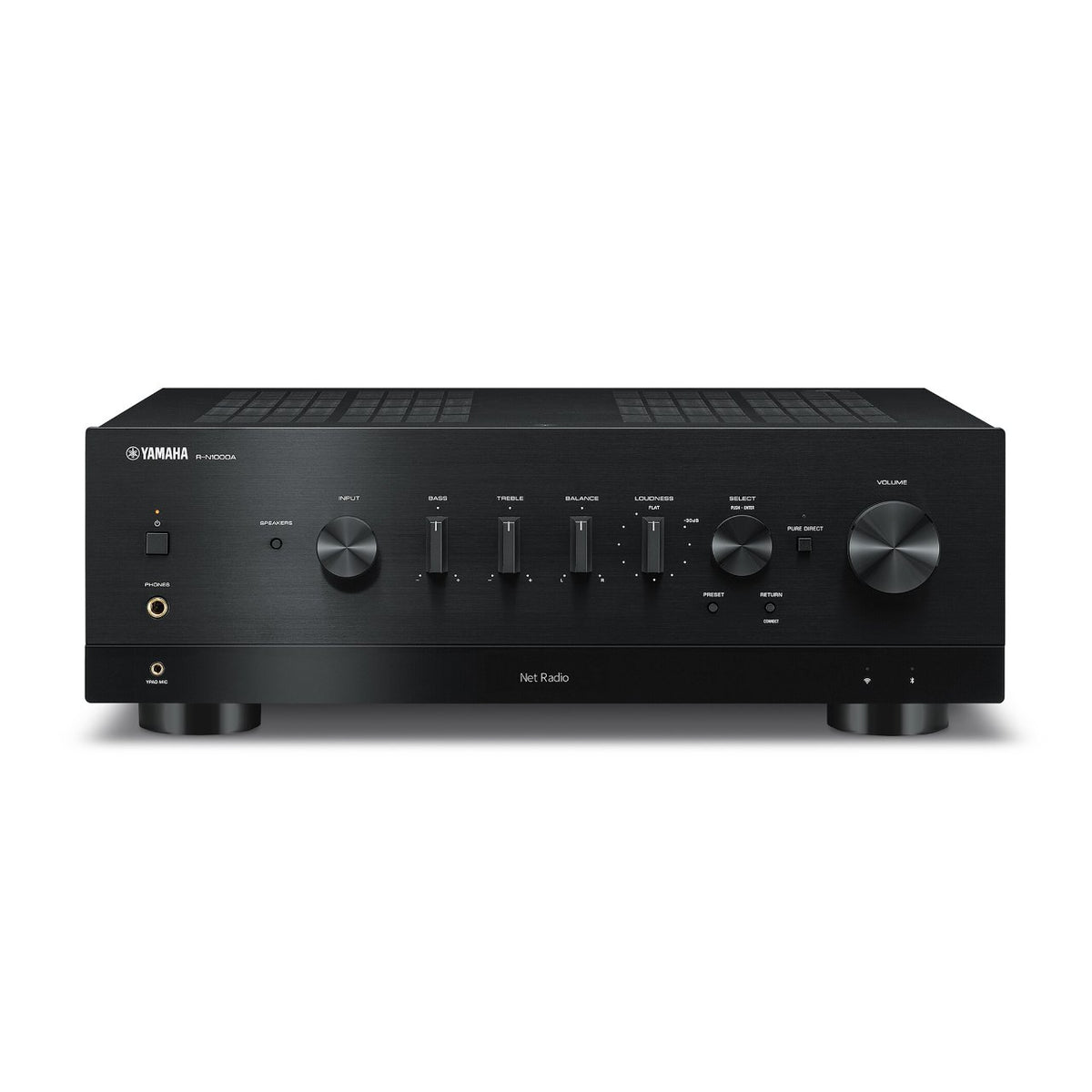 Yamaha R-N1000A Netzwerk Receiver – Frontansicht in Schwarz