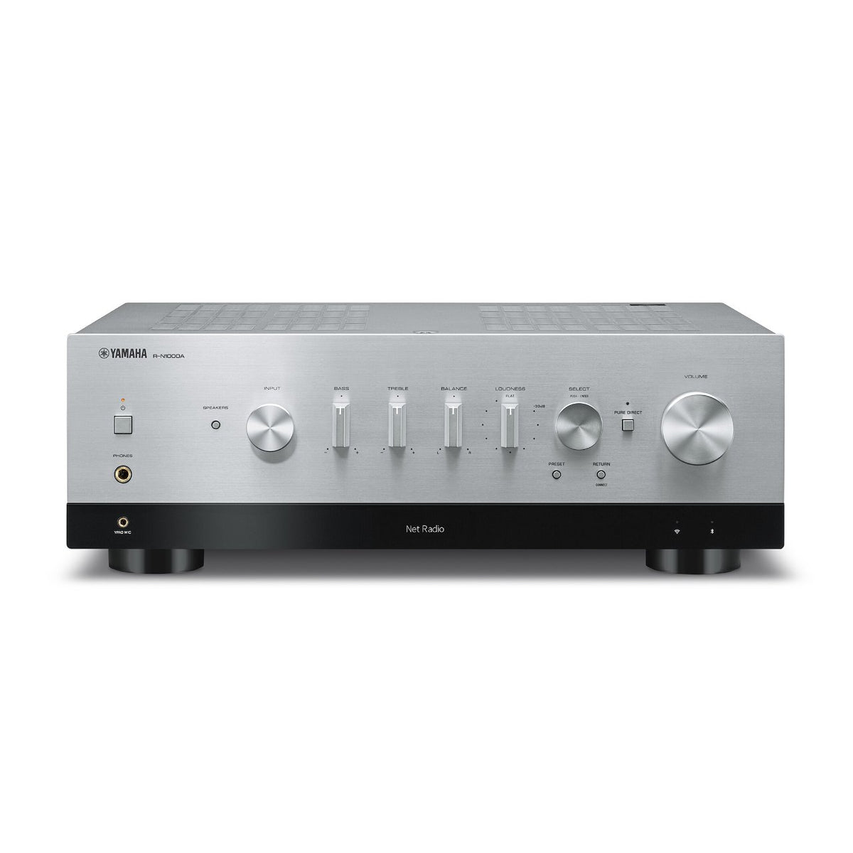 Yamaha R-N1000A Netzwerk Receiver – Frontansicht in Silber