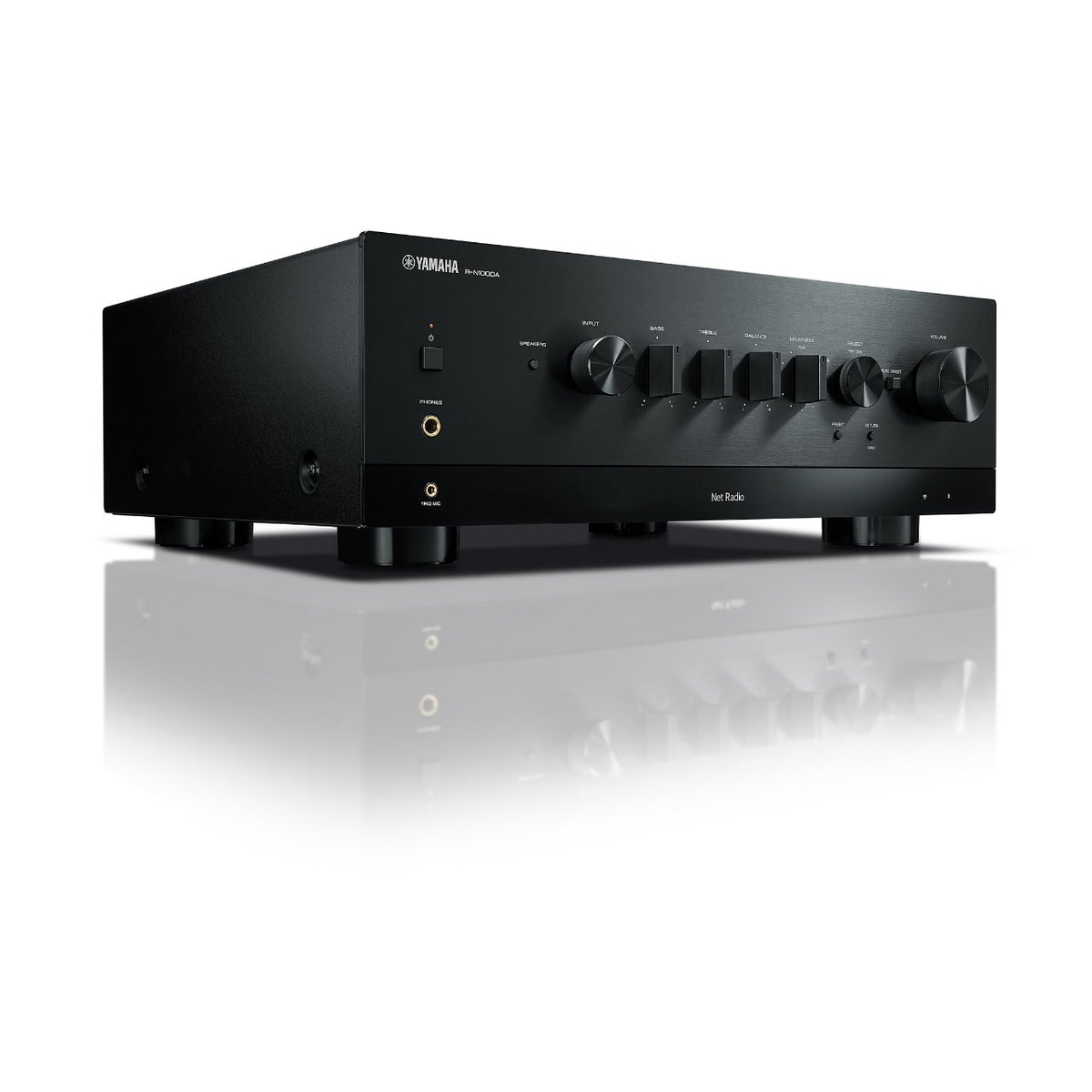 Yamaha R-N1000A Netzwerk Receiver – Schrägansicht in Schwarz