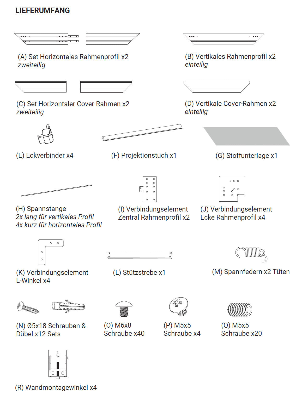HomeCinema CLR UST Rahmenleinwand Lieferumfang (8527729492316)