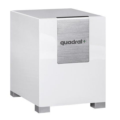 quadral QUBE CS10 Aktiv-Subwoofer in Weiß Hochglanz, Frontansicht