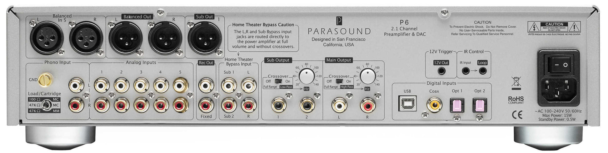 Parasound P6 2.1 Channel Stereo Preamplifier (8527774679388)